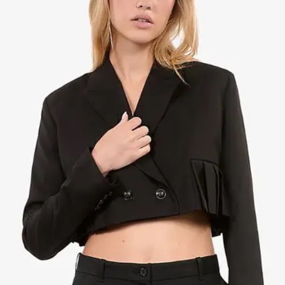 Nwt The Kooples Cropped Double-Breasted Pleated Jacket Blazer | Retail $565!